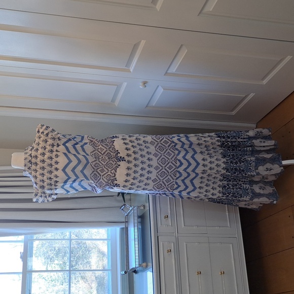 ALICIA BELL Womens Silk/Cotton Blend Maxi Dress Ruffle Cap Sleeves Lined‎ SM - Picture 5 of 9